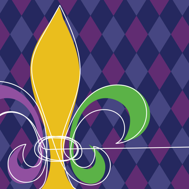 A fleur-de-lis on a checkered background