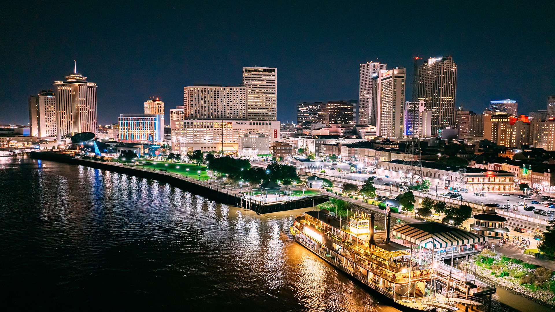 New Orleans night skyline