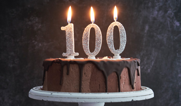 A birthday cake for a 100-year old